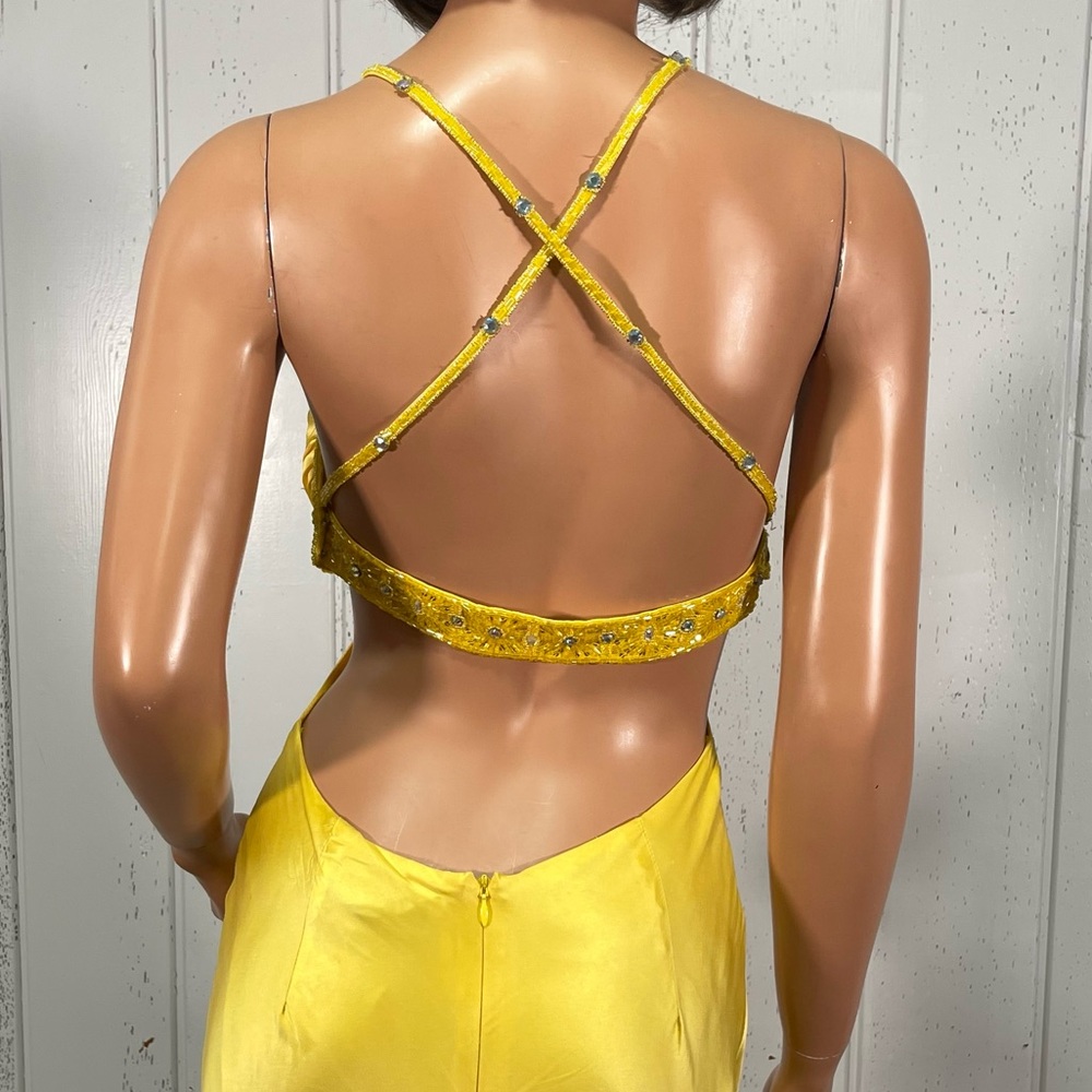 Aidan Mattox Women's Vibrant Yellow Silk Gown Sz 6 - Picture 17 of 17